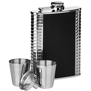 Premier Housewares 508081 Ribbed Stainless Steel Hip Flask Set, 8 oz Black H14 x W10 x D3cm Premier Housewares 508081 Ribbed Stainless Steel Hip Flask Set, 8 oz Black H14 x W10 x D3cm