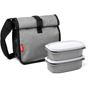TATAY Urban Food Roll & Go Insulated Lunch Bag, 4.2 L Capacity, with 2 Plastic Food Storage of 0.5L BPA Free, Denim Grey. Measures 22 x 11 x 22.5 cm TATAY Urban Food Roll & Go Insulated Lunch Bag, 4.2 L Capacity, with 2 Plastic Food Storage of 0.5L BPA Free, Denim Grey. Measures 22 x 11 x 22.5 cm
