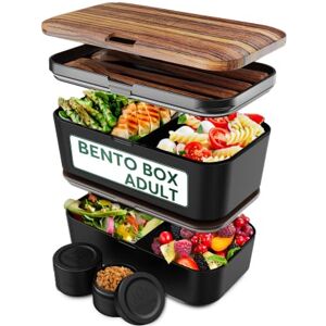 Umami Bento Box Adult Lunch Box with Utensils & Sauce Jars Leakproof Bento Lunch Box, Lunch Containers for Adults Umami Bento Box Adult Lunch Box with Utensils & Sauce Jars Leakproof Bento Lunch Box, Lunch Containers for Adults
