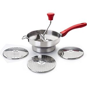 IBILI "Luxe" Food Mill Set with 3 Discs, Silver/Red, 20 cm IBILI "Luxe" Food Mill Set with 3 Discs, Silver/Red, 20 cm