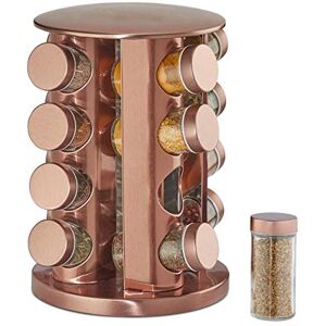 Relaxdays Spice Rack, 16 Glass Jars, Rotatable, Metal, H x D: approx. 28 x 22 cm, Copper Relaxdays Spice Rack, 16 Glass Jars, Rotatable, Metal, H x D: approx. 28 x 22 cm, Copper