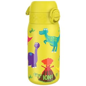 Ion8 Vacuum Insulated Steel Water Bottle, 320 ml/11 oz, Leak Proof, Easy to Open, Secure Lock, Dishwasher Safe, Carry Handle, Metal Water Bottle, ThermoShield Stainless Steel, Yellow, Dinosaur Ion8 Vacuum Insulated Steel Water Bottle, 320 ml/11 oz, Leak Proof, Easy to Open, Secure Lock, Dishwasher Safe, Carry Handle, Metal Water Bottle, ThermoShield Stainless Steel, Yellow, Dinosaur