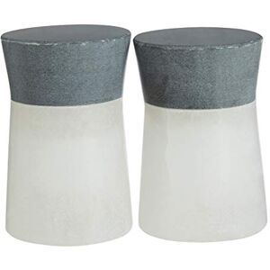 Premier Housewares MArble Salt and Pepper Set, Rounded, White/Grey 8 cm Premier Housewares MArble Salt and Pepper Set, Rounded, White/Grey 8 cm