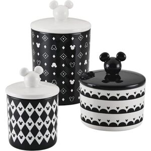 Prestige Disney Monochrome Mickey Mouse Kitchen Canisters Set of 3 Airtight Ceramic Storage Jars With Lids, Black & White Prestige Disney Monochrome Mickey Mouse Kitchen Canisters Set of 3 Airtight Ceramic Storage Jars With Lids, Black & White