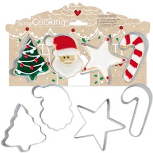 ScrapCooking 2089-4 Christmas Cookie Cutters Stainless Steel Santa Tree Moulds for Small Cakes Baking Accessories Children's Birthday Decoration ScrapCooking 2089-4 Christmas Cookie Cutters Stainless Steel Santa Tree Moulds for Small Cakes Baking Accessories Children's Birthday Decoration