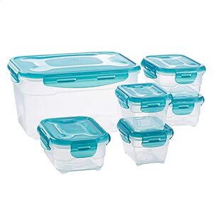 Amazon Basics Air-Locked Leak-Proof, Stackable & Airtight Fridge/Freezer Containers with Lids, BPA-Free Plastic, Microwave and Dishwasher Safe 6-Piece Food-Storage Combo Set, Clear, Farblos Amazon Basics Air-Locked Leak-Proof, Stackable & Airtight Fridge/Freezer Containers with Lids, BPA-Free Plastic, Microwave and Dishwasher Safe 6-Piece Food-Storage Combo Set, Clear, Farblos