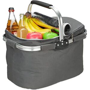 Relaxdays Shopping Basket With Cooling Function, Foldable, Lid, Handle, 27 Liters, Thermal, Polyester, Grey Relaxdays Shopping Basket With Cooling Function, Foldable, Lid, Handle, 27 Liters, Thermal, Polyester, Grey