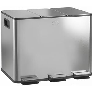 HOMCOM Triple Kitchen Bin, 3 x 20L Pedal Bin, Stainless Steel Three Rubbish Bin with Removable Inner Buckets, Soft Close Lid, Fingerprint-Proof for Recycling and Waste, Silver Tone HOMCOM Triple Kitchen Bin, 3 x 20L Pedal Bin, Stainless Steel Three Rubbish Bin with Removable Inner Buckets, Soft Close Lid, Fingerprint-Proof for Recycling and Waste, Silver Tone