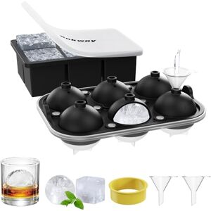 Ankway Set of 2 Large Silicone Ice Cube Trays, 5 cm, 6 Compartments, Silicone Ice Cube Tray with Funnel, Ice Cube Tray for Whisky, Cocktails, Juice, Chocolate, Sweets Ankway Set of 2 Large Silicone Ice Cube Trays, 5 cm, 6 Compartments, Silicone Ice Cube Tray with Funnel, Ice Cube Tray for Whisky, Cocktails, Juice, Chocolate, Sweets