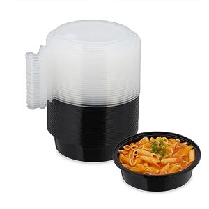 Relaxdays Meal Prep Containers, Set of 24, 1 Compartment, Microwave-Safe, Round, Reusable, Plastic Lunch Box, Black, 5 x 18 x 18 cm Relaxdays Meal Prep Containers, Set of 24, 1 Compartment, Microwave-Safe, Round, Reusable, Plastic Lunch Box, Black, 5 x 18 x 18 cm