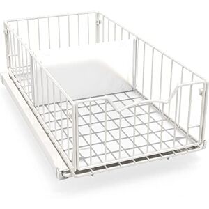 Simple Houseware Pull Out Cabinet Sliding Basket, White Simple Houseware Pull Out Cabinet Sliding Basket, White