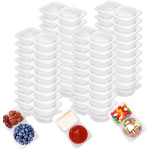 Woobroo 40 Pack Double Compartment Condiment Containers Reusable Snack Containers With Lids Leakproof Bento Box Style Snack Pots With Compartments For Portion Control Woobroo 40 Pack Double Compartment Condiment Containers Reusable Snack Containers With Lids Leakproof Bento Box Style Snack Pots With Compartments For Portion Control