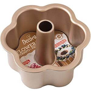 Decora , 0070108 Gold Line Angel Food Mould Diameter 22 x 10 cm, Ideal for Making Angel Food, Mould with Removable Flat Base for Classic Flower Shaped Cakes, Made of Sturdy Non-Stick Metal Decora , 0070108 Gold Line Angel Food Mould Diameter 22 x 10 cm, Ideal for Making Angel Food, Mould with Removable Flat Base for Classic Flower Shaped Cakes, Made of Sturdy Non-Stick Metal