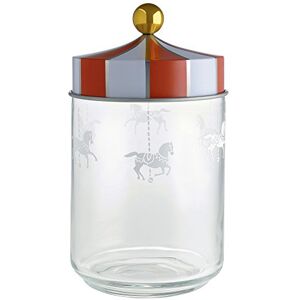 Alessi Circus MW30/100 Hermetic Design Jar, in Silkscreen Printed Glass with Tinplate Lid, 100 cl Alessi Circus MW30/100 Hermetic Design Jar, in Silkscreen Printed Glass with Tinplate Lid, 100 cl