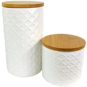 Leaf Ceramic Storage Jars Kitchen Canisters with Lids, Mixed Materials, Cream, 10cm/18cm Leaf Ceramic Storage Jars Kitchen Canisters with Lids, Mixed Materials, Cream, 10cm/18cm