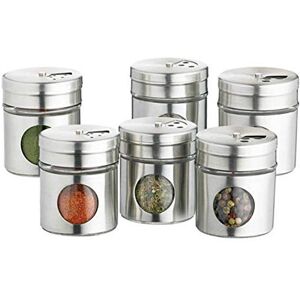 KitchenCraft Home Made Spice Jars/Herb Pots, Stainless Steel, Set of 6, Silver KitchenCraft Home Made Spice Jars/Herb Pots, Stainless Steel, Set of 6, Silver