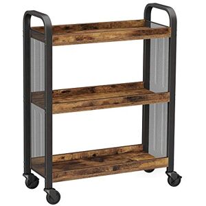 VASAGLE Kitchen Trolley, Rolling Cart, Serving Trolley with Universal Castors Levelling Feet, Space-Saving, Steel Structure, 66 x 26 x 85 cm, for Kitchen, Living Room, Rustic Brown LRC66BX VASAGLE Kitchen Trolley, Rolling Cart, Serving Trolley with Universal Castors Levelling Feet, Space-Saving, Steel Structure, 66 x 26 x 85 cm, for Kitchen, Living Room, Rustic Brown LRC66BX