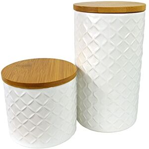 Leaf UK Storage Jars Kitchen Canisters Ceramic with Lids, Light Cream, 18cm Leaf UK Storage Jars Kitchen Canisters Ceramic with Lids, Light Cream, 18cm