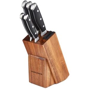Morphy Richards 5-Piece Knife Block with Sharpener, Kitchen Set, Butt-Welded Design, Long Lasting Sharpness, Precision Cutting, Ergonomic, Acacian Wood, Paring, Ultilty Slicing, Bread, Chef, 868000 Morphy Richards 5-Piece Knife Block with Sharpener, Kitchen Set, Butt-Welded Design, Long Lasting Sharpness, Precision Cutting, Ergonomic, Acacian Wood, Paring, Ultilty Slicing, Bread, Chef, 868000