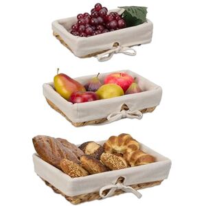 Relaxdays Bread, Set of 3, Different, Fabric Insert, Scandinavian Breakfast Basket, Natural/Cream, Plant fibre, Various sizes Relaxdays Bread, Set of 3, Different, Fabric Insert, Scandinavian Breakfast Basket, Natural/Cream, Plant fibre, Various sizes