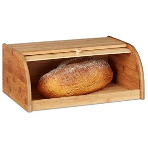Relaxdays Bamboo Bread Bin, with Rolling Lid, 40 x 27.5 x 16.5 cm, Fresh Bread Storage, Natural Brown Relaxdays Bamboo Bread Bin, with Rolling Lid, 40 x 27.5 x 16.5 cm, Fresh Bread Storage, Natural Brown