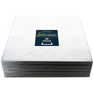 Satinara 10" Cake Boards 5 Pack Luxury Cake Drums, Silver Foil Covered, 12mm thick 10 Inch Square Pack of 5 Satinara 10" Cake Boards 5 Pack Luxury Cake Drums, Silver Foil Covered, 12mm thick 10 Inch Square Pack of 5
