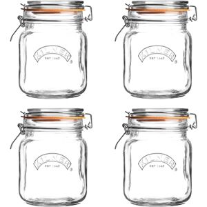 Kilner Square Clip Top Jar Set of 4, 1 Litre (1000ml) Airtight Glass Jars for Storing Coffee Beans Pickling Vegetables Chutneys Pasta Nuts BPA-Free Kilner Square Clip Top Jar Set of 4, 1 Litre (1000ml) Airtight Glass Jars for Storing Coffee Beans Pickling Vegetables Chutneys Pasta Nuts BPA-Free