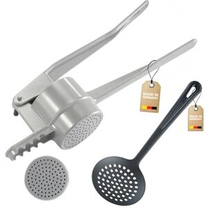Westmark spaetzle Set, 2pcs, 1 spaetzle/Potato Press with Round Perforation, spaetzle Press + 1 ladle, Gentle, die-cast Aluminium/PA, Silver/Black, 611022E8 Westmark spaetzle Set, 2pcs, 1 spaetzle/Potato Press with Round Perforation, spaetzle Press + 1 ladle, Gentle, die-cast Aluminium/PA, Silver/Black, 611022E8