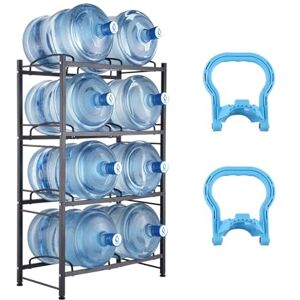 VEVOR 4-Tier Water Jug Holder, Double Row Water Bottle Rack for 8 Bottles, Heavy Duty Iron Rack for Kitchen, Office, Living Room, Black (25.6 x 13 x 42.9 inches) VEVOR 4-Tier Water Jug Holder, Double Row Water Bottle Rack for 8 Bottles, Heavy Duty Iron Rack for Kitchen, Office, Living Room, Black (25.6 x 13 x 42.9 inches)