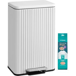 SONGMICS Kitchen Bin, 13 Gallon (50 L) Waste Bin with Pedal, Soft-Close Lid, and Removable Inner Bucket, Steel, 15 Rubbish Bags (Code K) Included, Cloud White LTB586WZ02 SONGMICS Kitchen Bin, 13 Gallon (50 L) Waste Bin with Pedal, Soft-Close Lid, and Removable Inner Bucket, Steel, 15 Rubbish Bags (Code K) Included, Cloud White LTB586WZ02