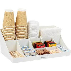 Mind Reader COMORG-WHT Station, Coffee Bar 11-Compartment, 2-Tier Cup and Condiment Countertop Organizer, 17.875" L x 9.5" W x 6.625" H, Plastic, White Mind Reader COMORG-WHT Station, Coffee Bar 11-Compartment, 2-Tier Cup and Condiment Countertop Organizer, 17.875" L x 9.5" W x 6.625" H, Plastic, White