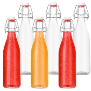 Relaxdays Filling, Set of 6, 500 ml, Wire-Bail Closure, Glass Bottles for Oil, Vinegar, liqueurs, Juice, Clear, Silicone, 26.5 x 7 x 7 cm Relaxdays Filling, Set of 6, 500 ml, Wire-Bail Closure, Glass Bottles for Oil, Vinegar, liqueurs, Juice, Clear, Silicone, 26.5 x 7 x 7 cm