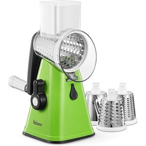 Yabano Rotary Cheese Grater, Vegetable Slicer with 3 Replaceable Stainless Steel Drum Blades, Cheese Shredder with Handle, Easy to Clean Grater for Fruit, Vegetables, Nuts, Green Yabano Rotary Cheese Grater, Vegetable Slicer with 3 Replaceable Stainless Steel Drum Blades, Cheese Shredder with Handle, Easy to Clean Grater for Fruit, Vegetables, Nuts, Green