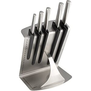 Global UKON 6-Piece Professional Kitchen Knife Set, CROMOVA 18 Stainless Steel – Contains 5 Kitchen Knives & 1 Knife Block, Silver Global UKON 6-Piece Professional Kitchen Knife Set, CROMOVA 18 Stainless Steel – Contains 5 Kitchen Knives & 1 Knife Block, Silver