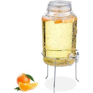 Relaxdays Drinks Dispenser with Stand, 5 litres, with Tap, Water Pitcher, Beverage Container, Clip Top, Transparent Relaxdays Drinks Dispenser with Stand, 5 litres, with Tap, Water Pitcher, Beverage Container, Clip Top, Transparent