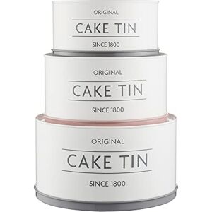 Mason Cash Innovative Kitchen Set of 3 Cake Tins Nesting & Stackable Cake Storage Containers with Elevated Base for Serving & Cutting Tins for Cakes, Biscuits & Bakes Mason Cash Innovative Kitchen Set of 3 Cake Tins Nesting & Stackable Cake Storage Containers with Elevated Base for Serving & Cutting Tins for Cakes, Biscuits & Bakes