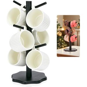 Euqvunn Mug Tree 6 Mugs, Wooden Cup Holder Black Mug Stand with Thickened Base, Kitchen Countertop Mug Tree Coffee Cup Holder Storage Rack with 6 Hooks Euqvunn Mug Tree 6 Mugs, Wooden Cup Holder Black Mug Stand with Thickened Base, Kitchen Countertop Mug Tree Coffee Cup Holder Storage Rack with 6 Hooks