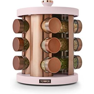 Tower T826022PNK Cavaletto 12 Jar Rotating Spice Rack with Pre-Filled Spices, Marshmallow Pink and Rose Gold Tower T826022PNK Cavaletto 12 Jar Rotating Spice Rack with Pre-Filled Spices, Marshmallow Pink and Rose Gold