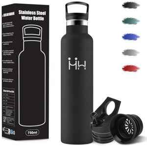 Motswedi Insulated Water Bottle, 1000 ml BPA-Free, Thermal Flasks, 18/8 Stainless Steel, Stainless Steel Bottle, Water Bottle with Straw and 2 Lids, Water Bottles for Camping, Gym, Office Black Motswedi Insulated Water Bottle, 1000 ml BPA-Free, Thermal Flasks, 18/8 Stainless Steel, Stainless Steel Bottle, Water Bottle with Straw and 2 Lids, Water Bottles for Camping, Gym, Office Black