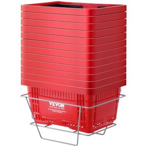 VEVOR Shopping Basket, Set of 12, 24L Durable Plastic Grocery Basket with Handle and Stand, 16.73 x 11.61 x 8.86 inch Portable Shop Basket Bulk Used for Retail Store Supermarket Grocery Shopping, Red VEVOR Shopping Basket, Set of 12, 24L Durable Plastic Grocery Basket with Handle and Stand, 16.73 x 11.61 x 8.86 inch Portable Shop Basket Bulk Used for Retail Store Supermarket Grocery Shopping, Red