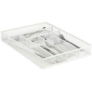 Relaxdays Metal Cutlery Tray, 6 Compartments, Mesh Design, 5.5 x 29 x 41 cm, Kitchen Drawer Insert, Organiser, White Relaxdays Metal Cutlery Tray, 6 Compartments, Mesh Design, 5.5 x 29 x 41 cm, Kitchen Drawer Insert, Organiser, White