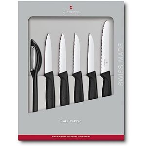 Victorinox Swiss Classic, kitchen knife set, 6-piece, vegetable, tomato and breakfast knives and peeler, durable plastic handle, stainless steel, black Victorinox Swiss Classic, kitchen knife set, 6-piece, vegetable, tomato and breakfast knives and peeler, durable plastic handle, stainless steel, black