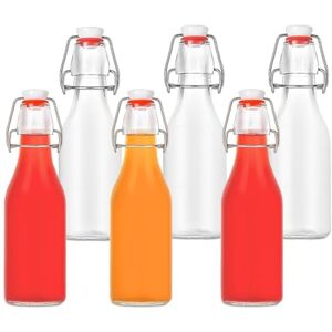 Relaxdays Filling, Set of 6, 250 ml, Wire Swing top, Glass Bottle for Oil, Vinegar, liqueurs, Juice, Clear, Silicone, 20 x 6 x 6 cm Relaxdays Filling, Set of 6, 250 ml, Wire Swing top, Glass Bottle for Oil, Vinegar, liqueurs, Juice, Clear, Silicone, 20 x 6 x 6 cm