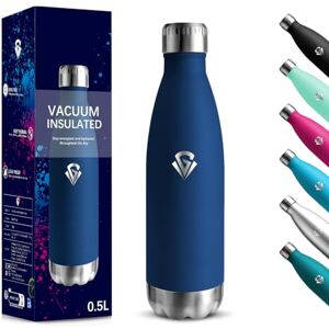 Motswedi Insulated Water Bottle 500ml BPA-Free 18/8 Stainless Steel Water Bottle Double Wall Vacuum Insulated for School Travel Jogging Dark Blue Motswedi Insulated Water Bottle 500ml BPA-Free 18/8 Stainless Steel Water Bottle Double Wall Vacuum Insulated for School Travel Jogging Dark Blue