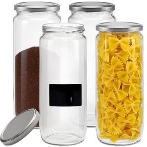 mikken Set of 4 storage jars 1.1 litres with screw cap, preserving jar, glass jar with labels. mikken Set of 4 storage jars 1.1 litres with screw cap, preserving jar, glass jar with labels.