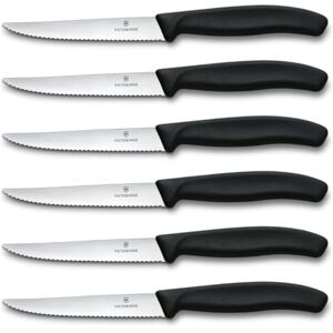 Victorinox Swiss Classic Professional Steak Knife Set, 6 Piece, Ultra Sharp Blade, Serrated Edge, 11 cm, Sturdy Plastic Handle, Stainless Steel, Black Victorinox Swiss Classic Professional Steak Knife Set, 6 Piece, Ultra Sharp Blade, Serrated Edge, 11 cm, Sturdy Plastic Handle, Stainless Steel, Black