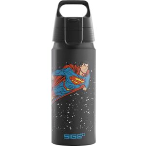 Sigg Aluminium Water Bottle For Kids WMB ONE Superman Suitable For Carbonated Drinks Leakproof Lightweight BPA Free CO2 Neutral Certified School & Sports Black 0.6L Sigg Aluminium Water Bottle For Kids WMB ONE Superman Suitable For Carbonated Drinks Leakproof Lightweight BPA Free CO2 Neutral Certified School & Sports Black 0.6L
