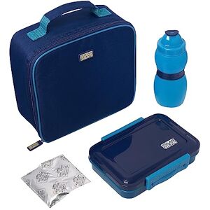 Polar Gear All-in-One Lunch Kit: Insulated Food-Safe Lunch Cool Bag with Internal net Pocket, 500ml Bottle, 550ml Lunch Box with clic-tite Clips, and ice Pack Ideal for School and outings Blue Polar Gear All-in-One Lunch Kit: Insulated Food-Safe Lunch Cool Bag with Internal net Pocket, 500ml Bottle, 550ml Lunch Box with clic-tite Clips, and ice Pack Ideal for School and outings Blue