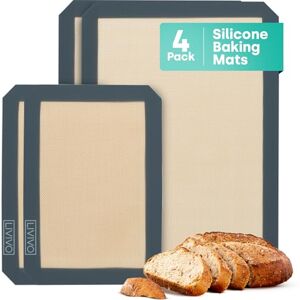 LIVIVO Silicone Baking Mat 4 Piece Non Stick Silicone Baking Sheets Silicone Mat for Baking Sheet for Cookies, Bread Reusable, Easy to Use and Clean Pastry Mat LIVIVO Silicone Baking Mat 4 Piece Non Stick Silicone Baking Sheets Silicone Mat for Baking Sheet for Cookies, Bread Reusable, Easy to Use and Clean Pastry Mat