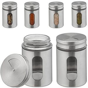 Relaxdays Jars, Set of 6, 3 Functions, Herbs, XL Spice shakers, Glass & Stainless Steel, Silver, 11 x 7 x 7 cm Relaxdays Jars, Set of 6, 3 Functions, Herbs, XL Spice shakers, Glass & Stainless Steel, Silver, 11 x 7 x 7 cm